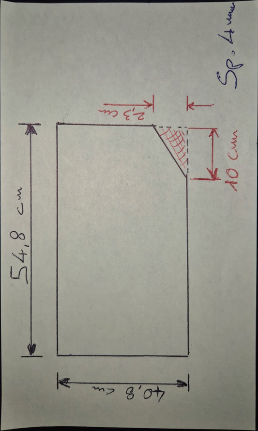 Vetro ceramico sagoma come da foto 40,8 cm x 54,8 cm spessore 4mm spedizione inclusa