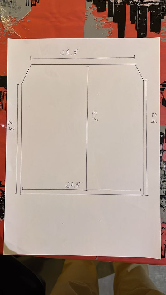 Vetro ceramico su misura 24,5 cm x 27 cm con angoli come da foto